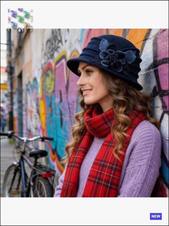 Vintage Wool Cloche Hat Winter 1920s Floral Accent Crushable Packable main image 5